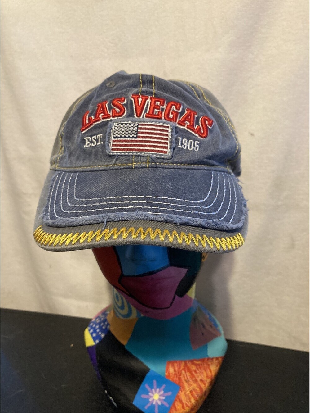 Vintage Express Souvenir Las Vegas EST 1905 Hat Cap Distressed Gray Adjustable